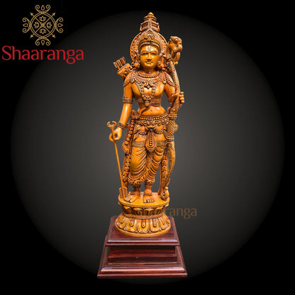 22 Inches Wooden Saaranga Rama - Exquisite Wooden Sculpture
