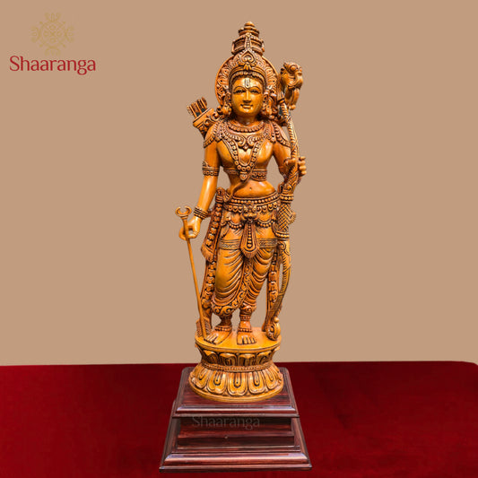 22 Inches Wooden Saaranga Rama - Exquisite Wooden Sculpture