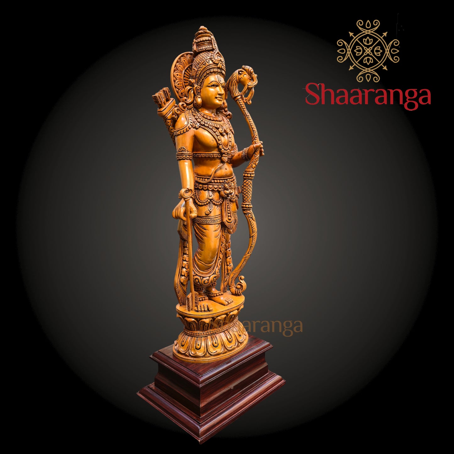 22 Inches Wooden Saaranga Rama - Exquisite Wooden Sculpture