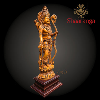 22 Inches Wooden Saaranga Rama - Exquisite Wooden Sculpture