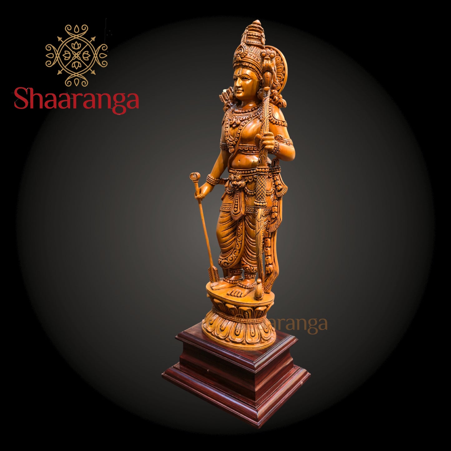 22 Inches Wooden Saaranga Rama - Exquisite Wooden Sculpture