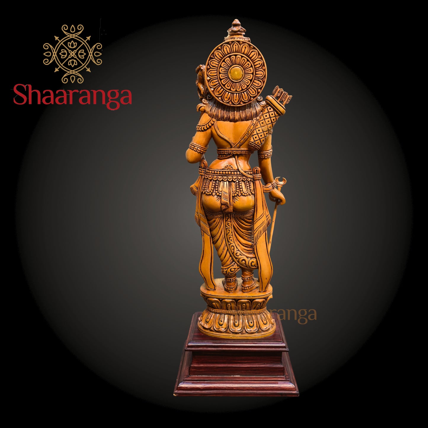 22 Inches Wooden Saaranga Rama - Exquisite Wooden Sculpture