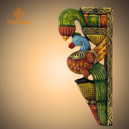 9 Inches Wooden Painted Parrot Wall Brackets Pair