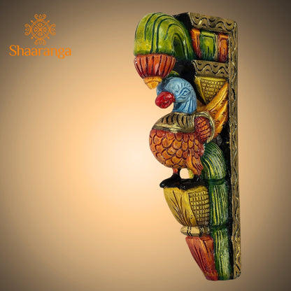 9 Inches Wooden Painted Parrot Wall Brackets Pair