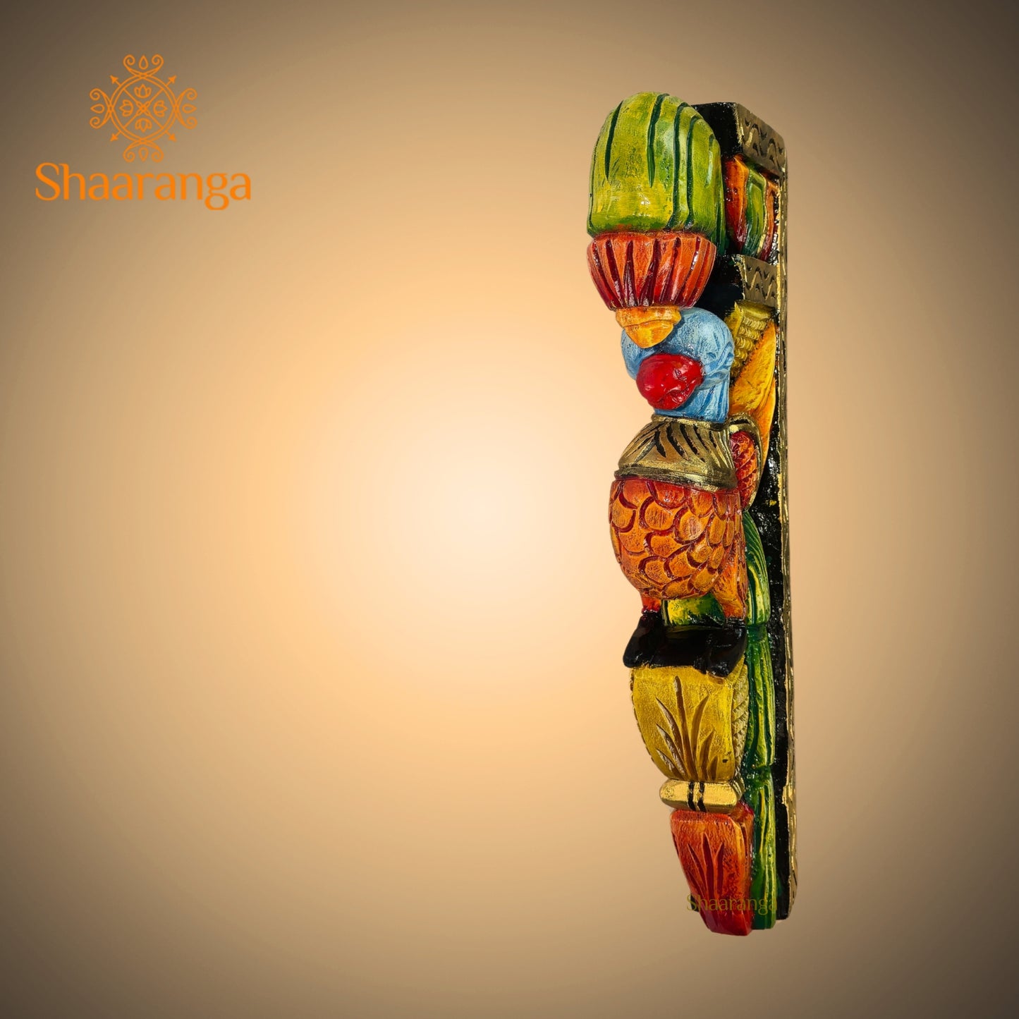 9 Inches Wooden Painted Parrot Wall Brackets Pair