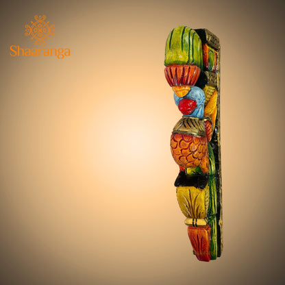 9 Inches Wooden Painted Parrot Wall Brackets Pair