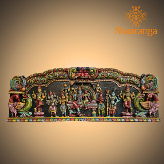 Sri Rama Pattabhishekam – Grand Wooden Carving Panel | 66 Inches