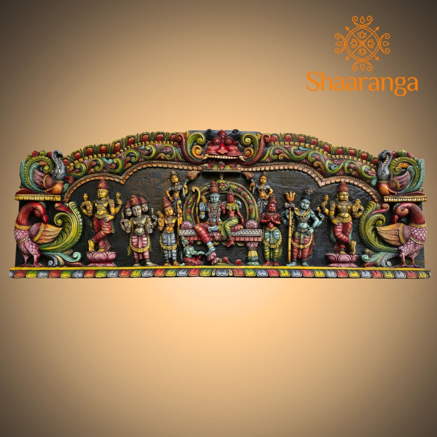 Sri Rama Pattabhishekam – Grand Wooden Carving Panel | 66 Inches