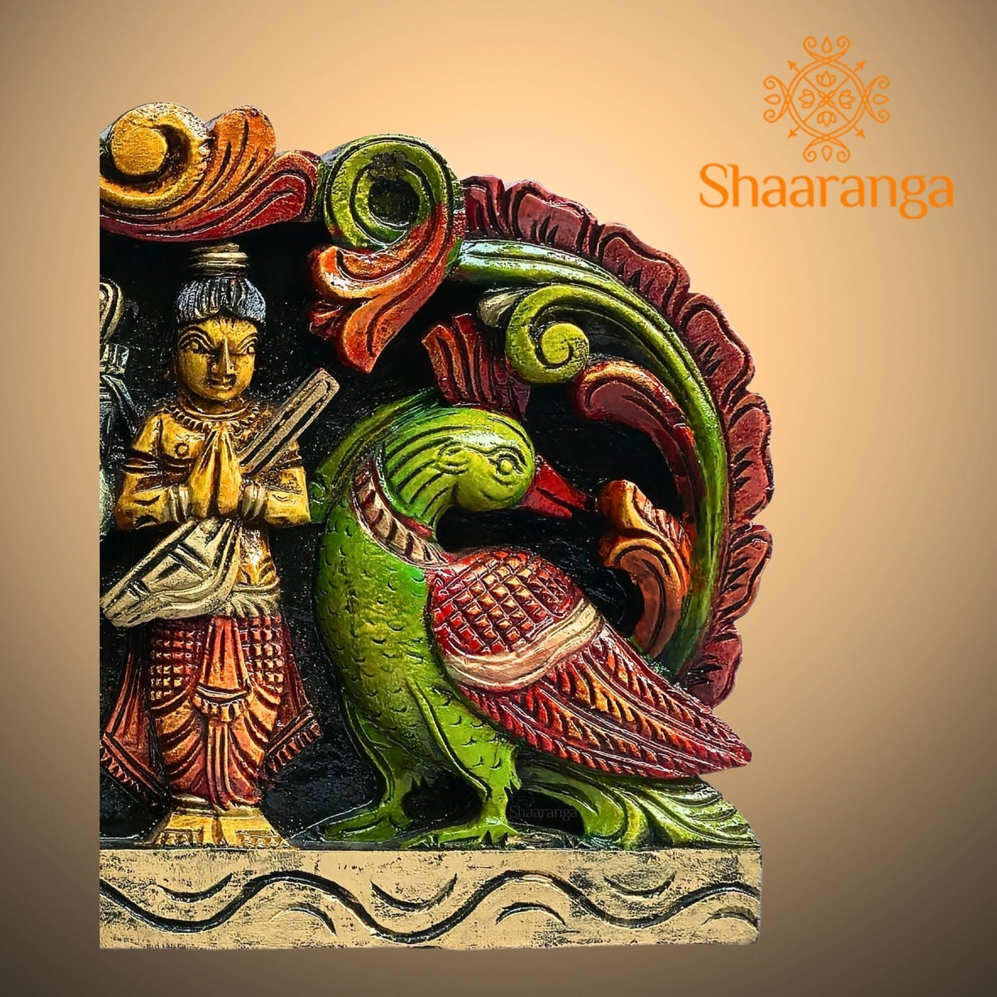 Srinivasa Kalyanam wooden carving panel - 12 x 27 inches