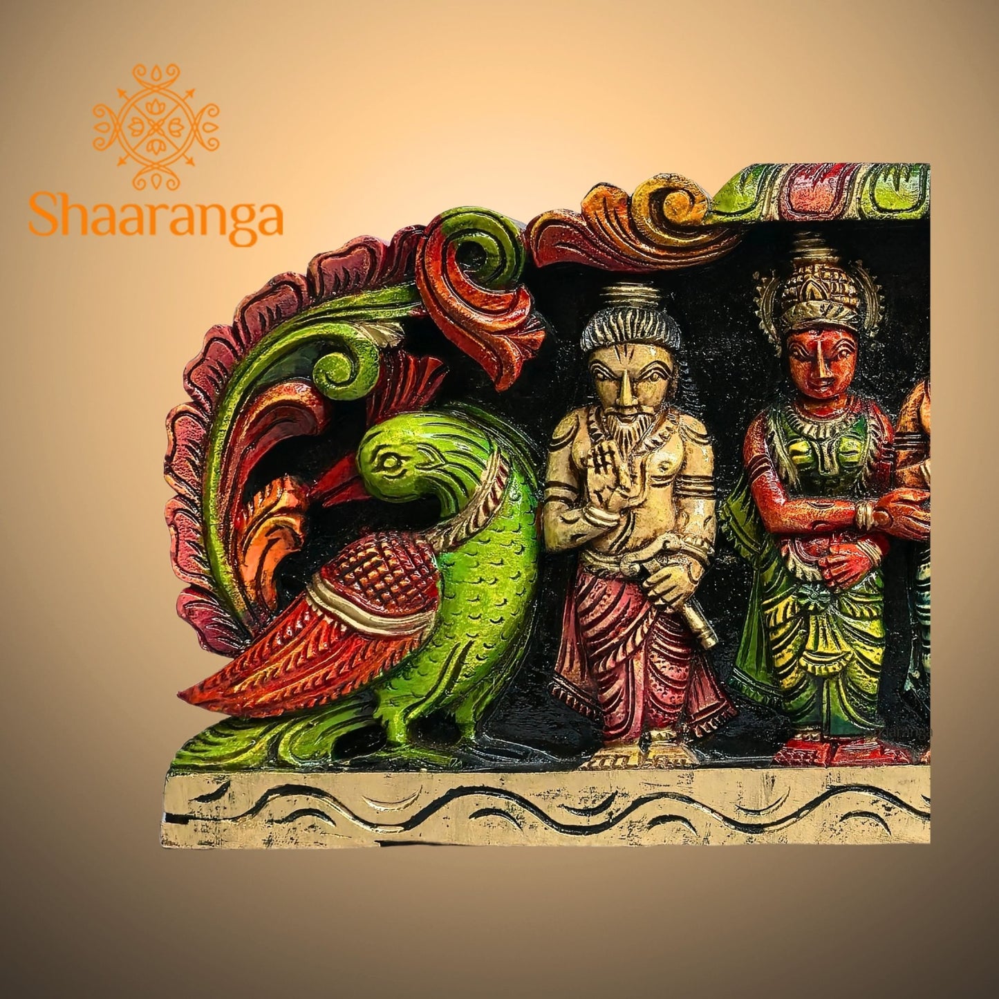 Srinivasa Kalyanam wooden carving panel - 12 x 27 inches