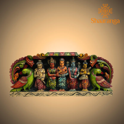 Srinivasa Kalyanam wooden carving panel - 12 x 27 inches