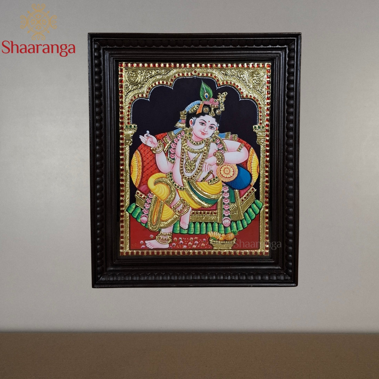 18x15 Inches Bala Krishna Tanjore Painting with 22k Gold Work