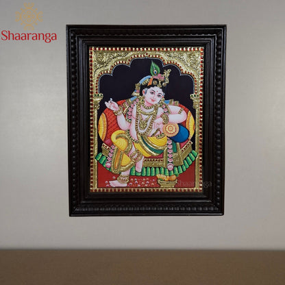 18x15 Inches Bala Krishna Tanjore Painting with 22k Gold Work