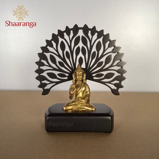 6.5 Inches Brass Budha with tree
