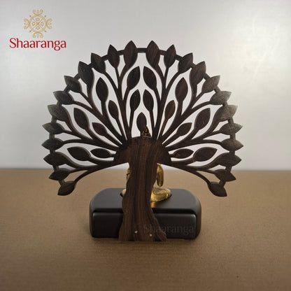 6.5 Inches Brass Budha with tree