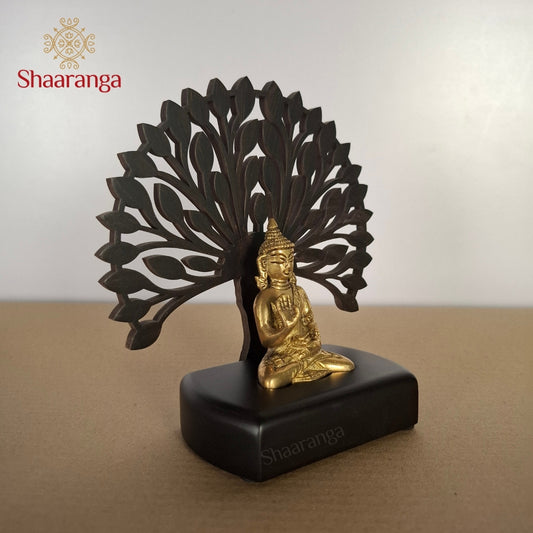 6.5 Inches Brass Budha with tree