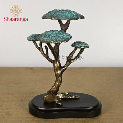 6.5 Inches Brass Tree with Wooden Base