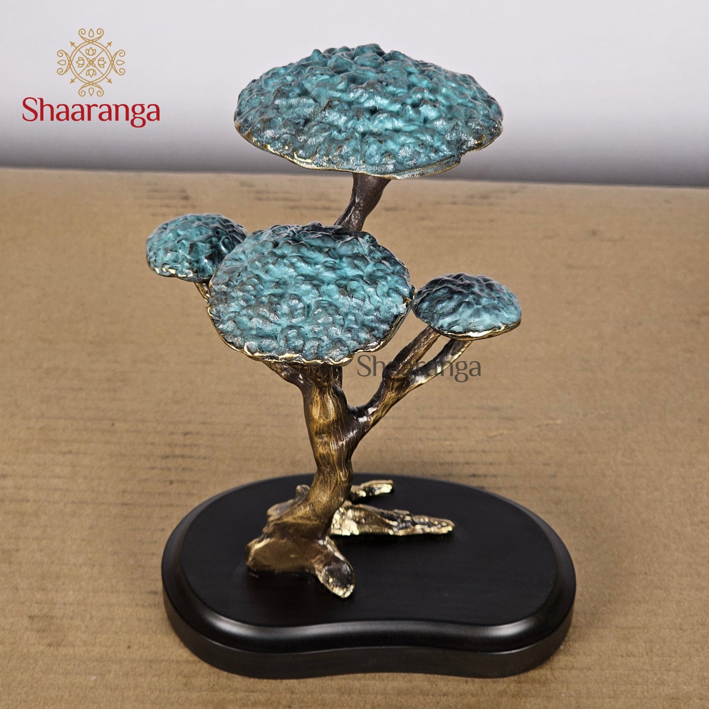 6.5 Inches Brass Tree with Wooden Base