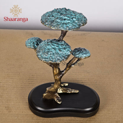 6.5 Inches Brass Tree with Wooden Base