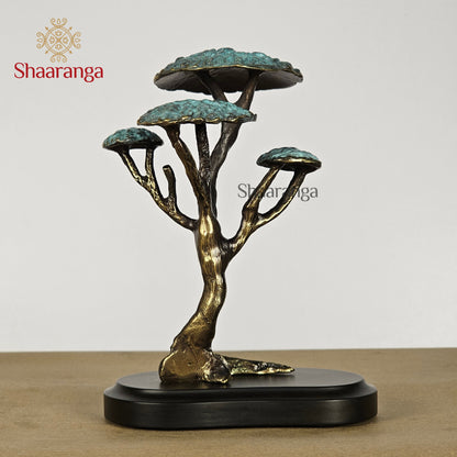6.5 Inches Brass Tree with Wooden Base