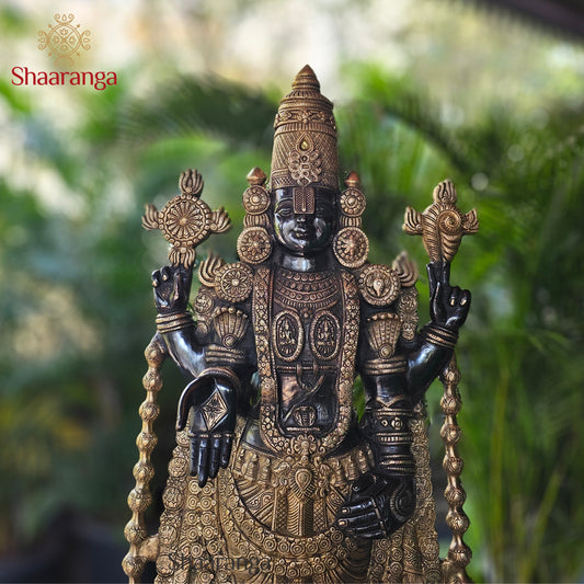 42 Inches Brass Tirupati Balaji with Wooden pedestal