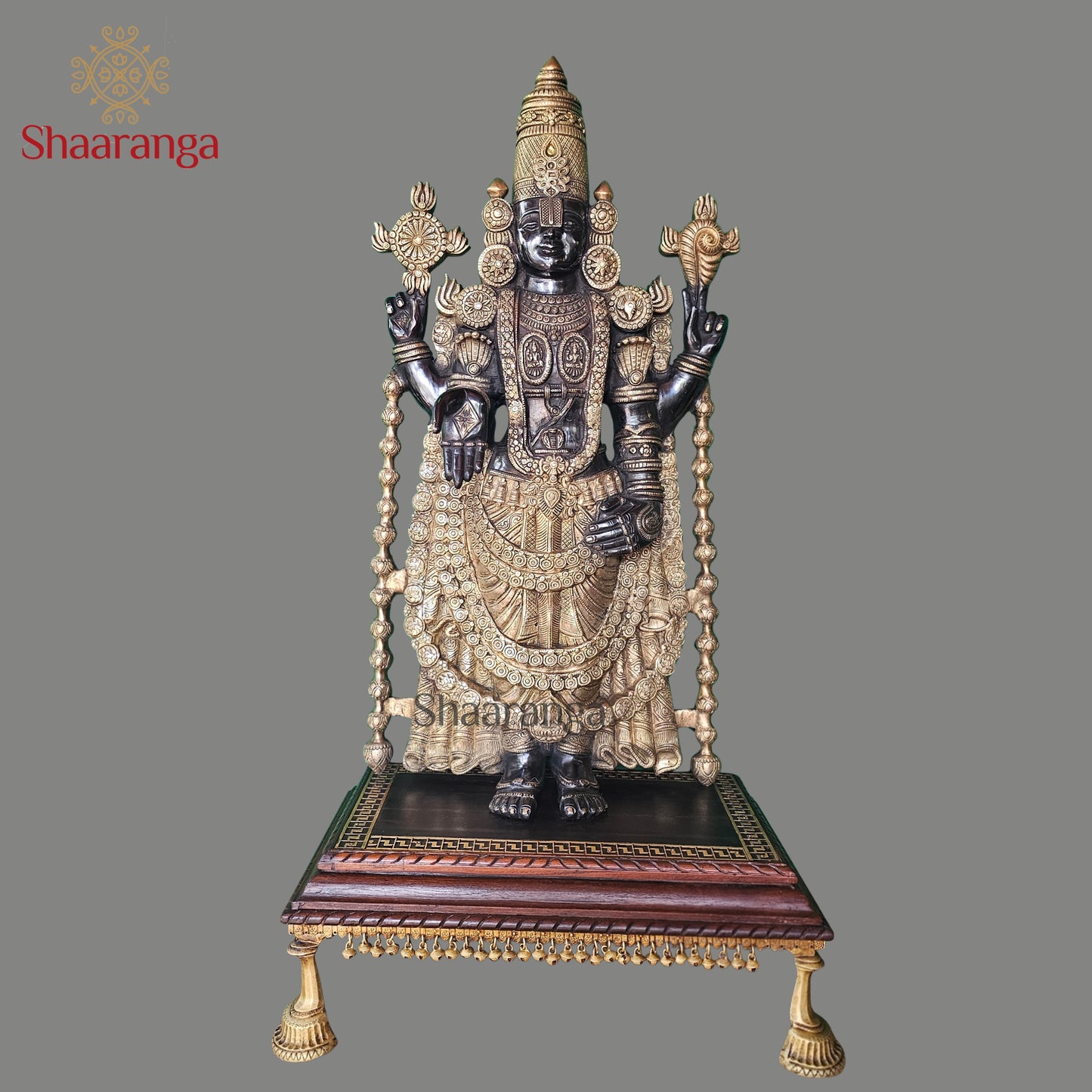 42 Inches Brass Tirupati Balaji with Wooden pedestal