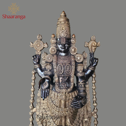 42 Inches Brass Tirupati Balaji with Wooden pedestal
