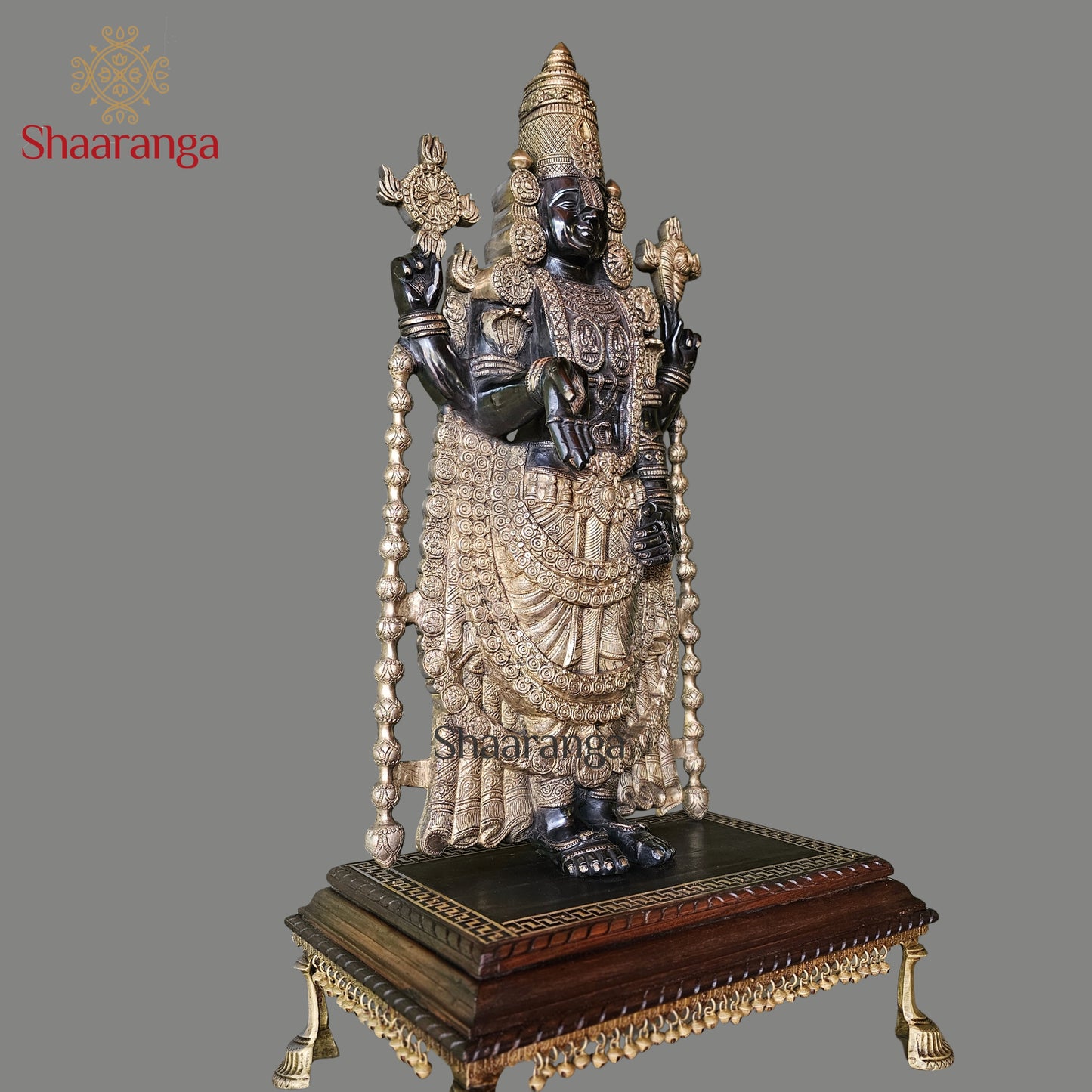 42 Inches Brass Tirupati Balaji with Wooden pedestal