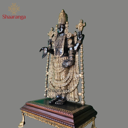 42 Inches Brass Tirupati Balaji with Wooden pedestal
