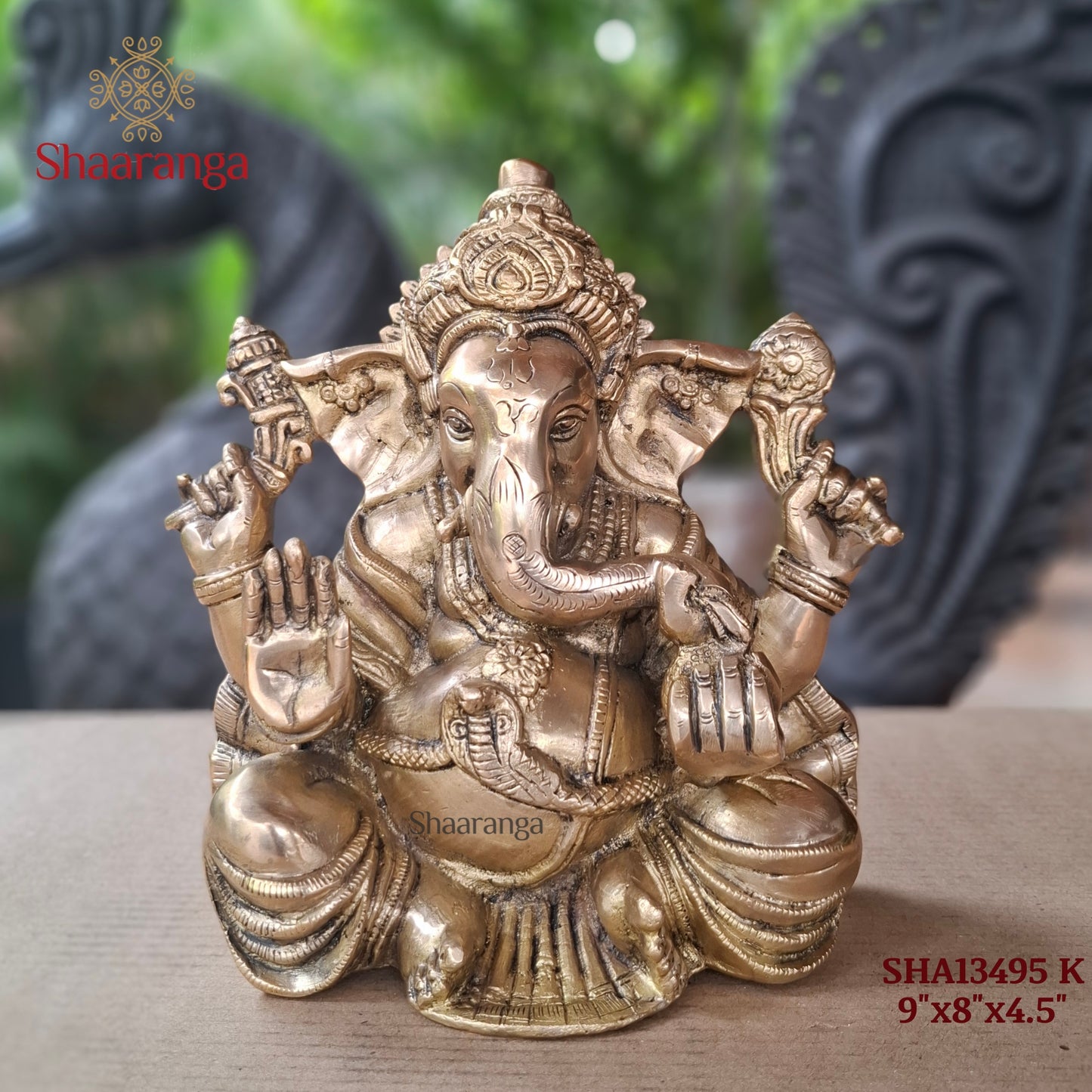 9 Inches Brass Ganesha - ideal for home temple and gifting