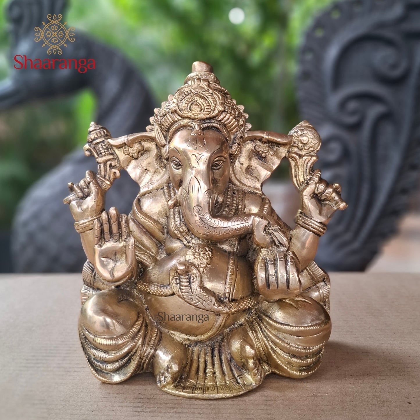 9 Inches Brass Ganesha - ideal for home temple and gifting