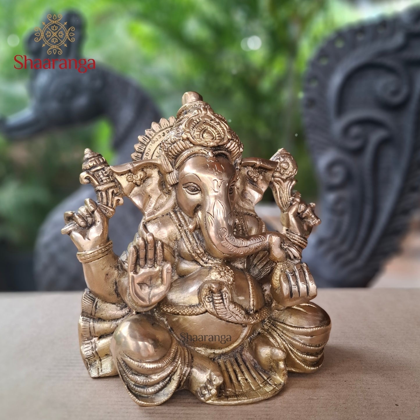 9 Inches Brass Ganesha - ideal for home temple and gifting
