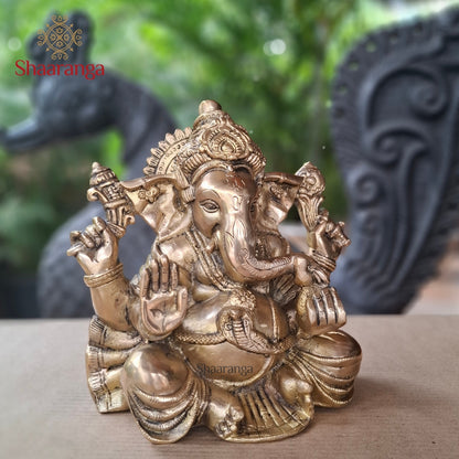 9 Inches Brass Ganesha - ideal for home temple and gifting