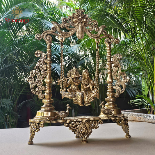 19 Inches Brass Radha Krishna Swing