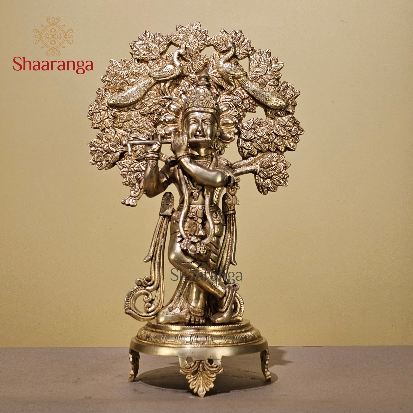 18.5 Inches Brass Krishna Under Tree