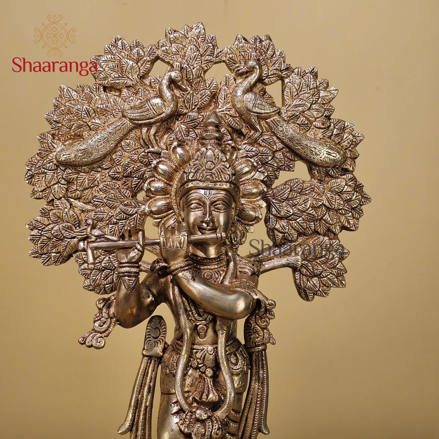 18.5 Inches Brass Krishna Under Tree