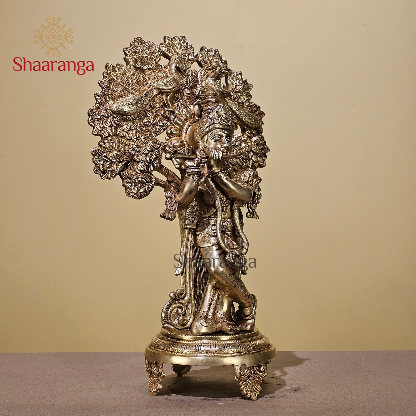 18.5 Inches Brass Krishna Under Tree