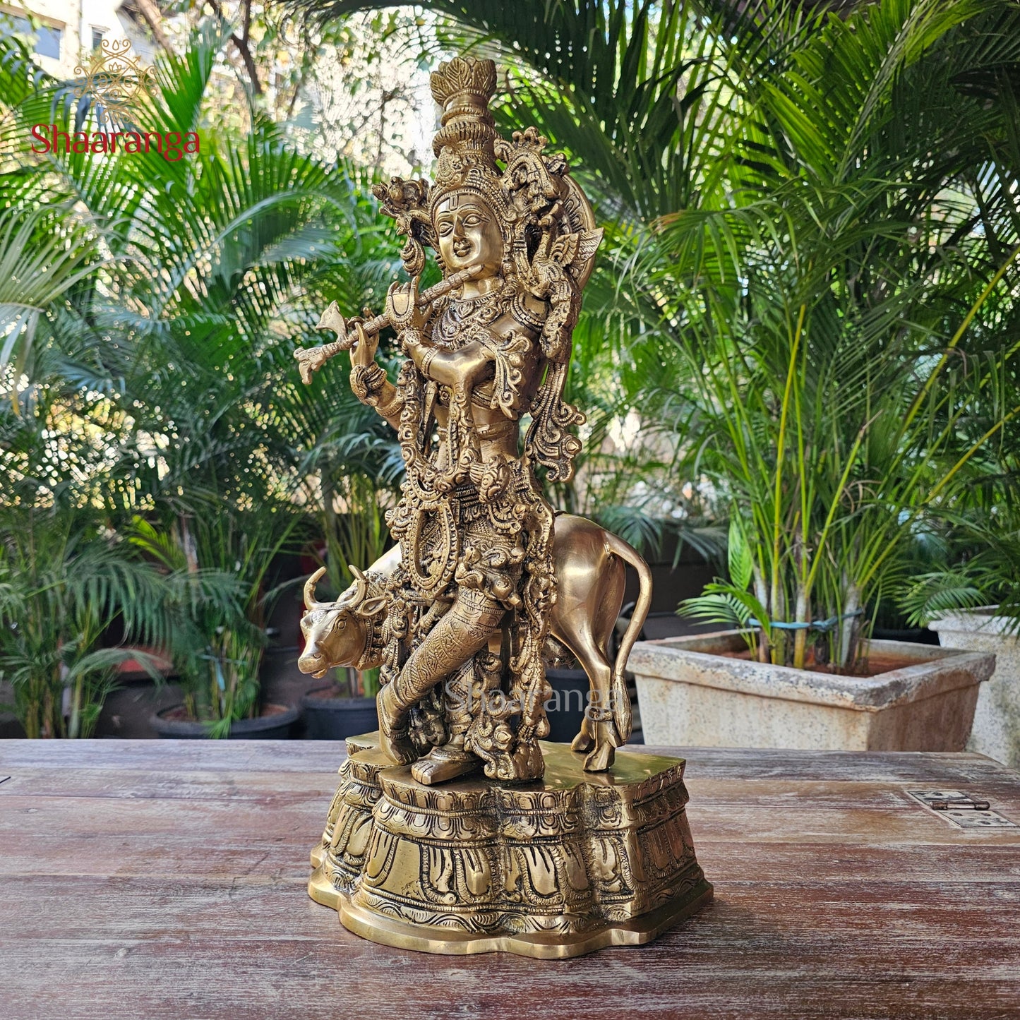 23 Inches Brass Cow Krishna