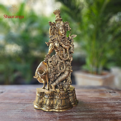 23 Inches Brass Cow Krishna