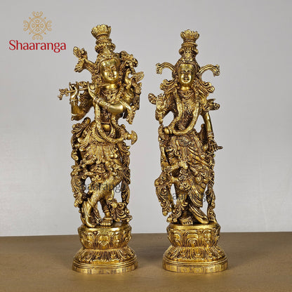 14 Inches Brass Radha Krishna Jodi