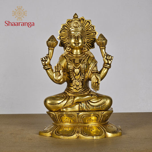 8 Inches Brass Lakshmi Sitting
