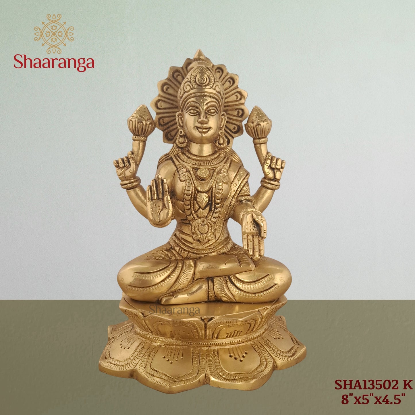 8 Inches Brass Laxmi Sitting Lotus Base