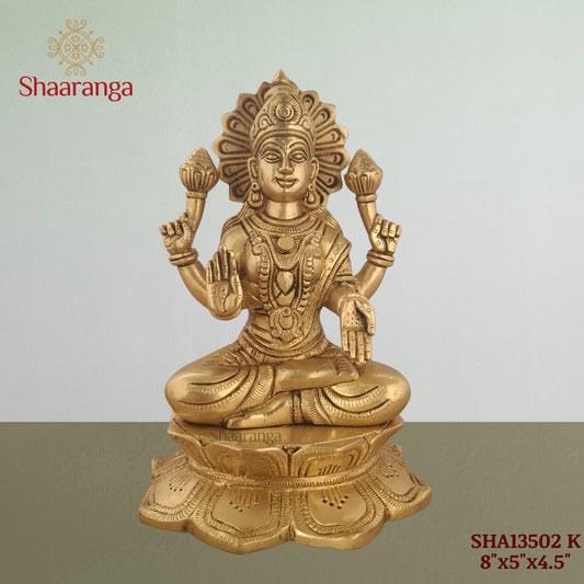 8 Inches Brass Laxmi Sitting Lotus Base