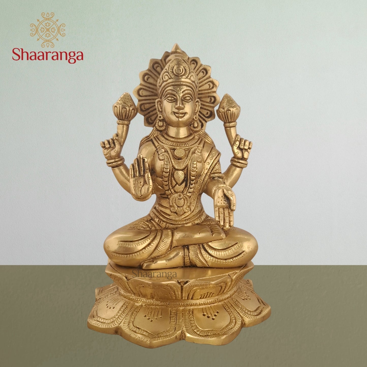 8 Inches Brass Laxmi Sitting Lotus Base