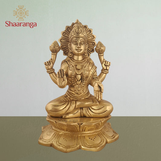 8 Inches Brass Laxmi Sitting Lotus Base