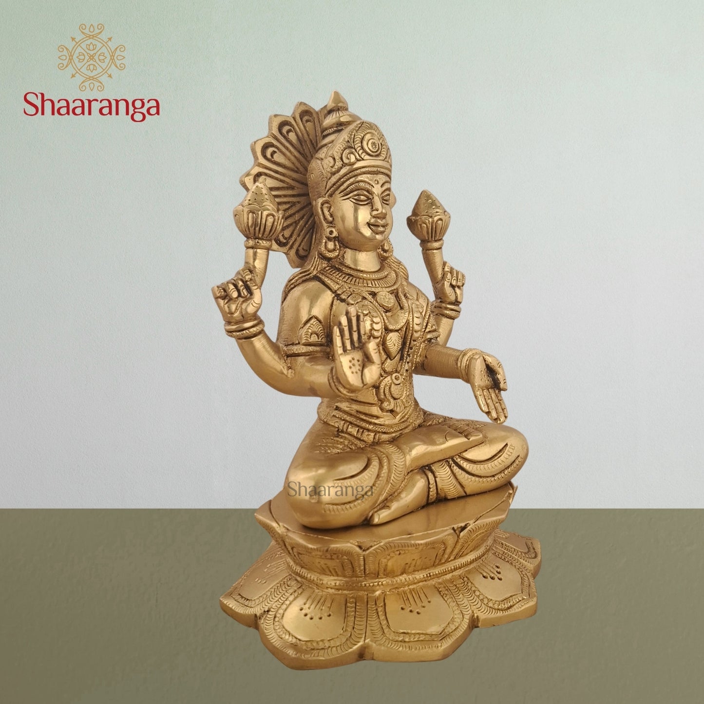 8 Inches Brass Laxmi Sitting Lotus Base