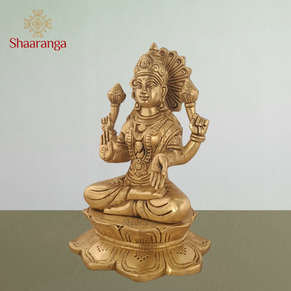 8 Inches Brass Laxmi Sitting Lotus Base