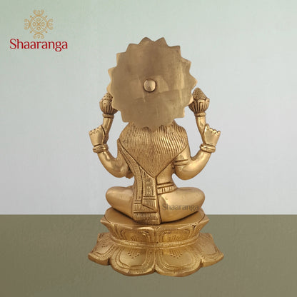 8 Inches Brass Laxmi Sitting Lotus Base