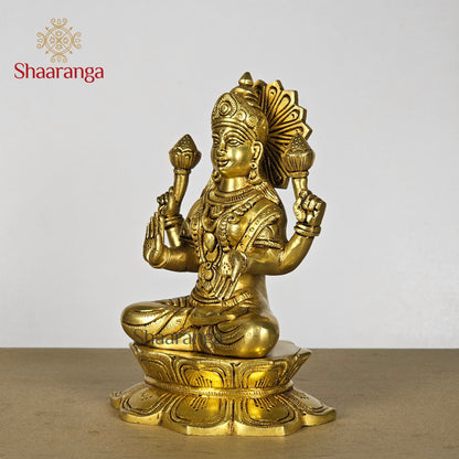 8 Inches Brass Lakshmi Sitting