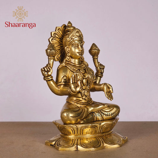 8 Inches Brass Lakshmi Sitting